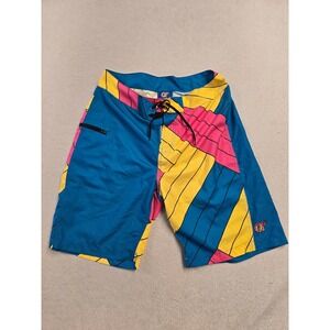Odd Future OFWGKTA Mens Large Board Shorts Blue Pink Geometric Swim Trunks